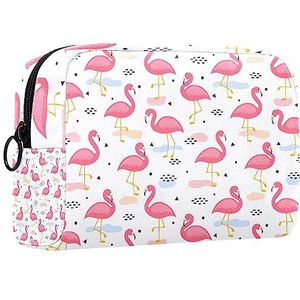Kleine make-uptas voor dames, make-uptas, cosmetische reistas,cartoon roze flamingo Afdrukken