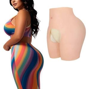 Adima Siliconen Billift Ondergoed, Open Kruis Heupvergroter Controle Shorts Mannen naar Vrouwen Grote Billen Pads Slip voor Cosplay,Asian yellow,M