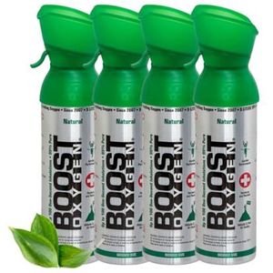 Boost Oxygen - Zuurstof - Natuurlijk, 95% Zuivere Zuurstof - Zuurstoffles voor Concentratie, Recuperatie, Energie, Stemming, Medium - 20L, 4x5L (4x Stuks - 400 Inhaleringen) - Naturel