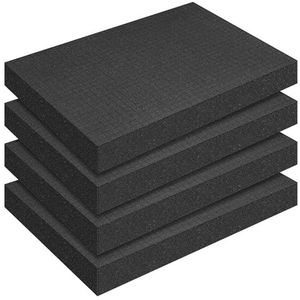 KUOGAS 4 stuks 400 x 300 x 50 mm schuim gesneden rasterschuim, gereedschapskoffer, camerakoffer, schuim, kofferinleg, tabletop, miniaturen, gereedschap, 400 x 300 x 50 mm, 4 stuks