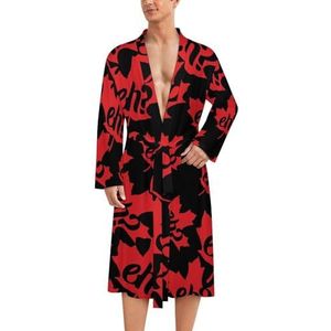 Canada Eh Maple Leaf badjas voor heren, zachte badjas pyjama nachtkleding loungewear ochtendjas met riem, XL