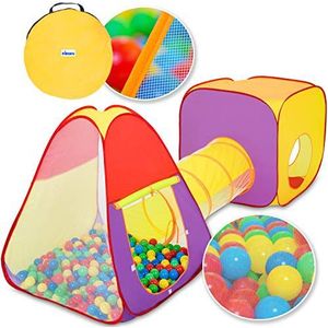 KIDUKU® 3-delige ballenbak speeltent babytent + kruiptunnel + 200 ballen + tas voor binnen en buiten