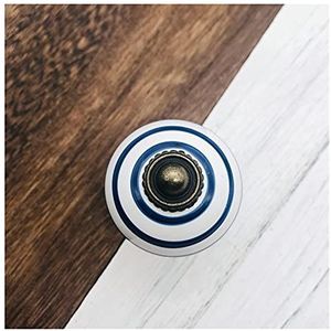 Keramische knoppen, kastknoppen, Moderne decoratieve hardware deurgreep 6x massief keramiek ladegreep 40 mm rond keukenkastdeurgreep Chinees handgeschilderd (Color : Blue)
