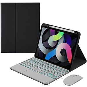 Toetsenbordhoes met Muis voor iPad 9,7 inch, 7-kleuren Verlichting Touchpad QWERTY Toetsenbord voor iPad 6. Gen 2018/5. Gen 2017/iPad Pro 9.7/iPad Air 2/Air 1, Zwart met Achtergrondverlichting