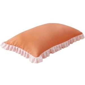 Kussenslopen Kussenhoes Wasbaar Scheurbestendig Ademend Niet-Vervaging Prinses Stijl Kant Trim Ruche Kussen Kussen Home Supply Kussenslopen (Oranje)