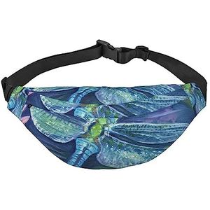 Libelle Schilderij Fanny Packs voor Vrouwen Mannen, Lichtgewicht Verstelbare Heuptas voor Reizen Wandelen Fietsen, Zwart, Eén maat