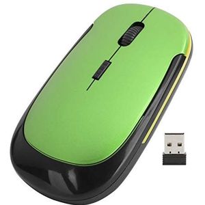 2,4 GHz draadloze mute, stille mute klik optische muis met instelbare resolutie tot 1600 DPI snelle gegevensverbinding en transmissie (groen)