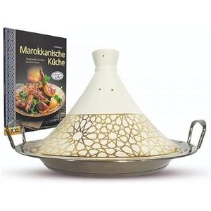 Tajine Set kookboek + Tajine Ø 34 cm Marokkaanse Royal Tajin Tagin Tagine Keramiek inductie