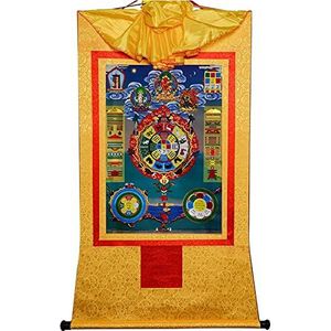(Beschermingswiel van de Tibetaanse kalender, Tibetaanse dierenriem) Boeddha tapijt met scroll, for Zen Home Decor Meditatie (kleur: rood, maat: medium) (Color : Unique Colour, Size : Large(85cm*63c