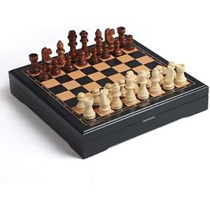 Internationaal Schaken Houten schaak set, 9.3 ""schaakbord game set met vervaardigd schaakstuk & opslag slots for kinderen volwassen Schaakspel schaakspel reis