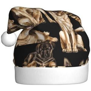 ErKaL Duitse Herder Hond Gedrukt Kerstmuts,Kerstmuts Voor Volwassenen,Pluizige Kerst Kerstman Hoed Voor Vrouwen Heren Vakantie Feest