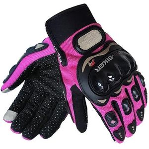 Motorhandschoenen roze dames motorfiets touchscreen handschoenen motorcross volledige vinger rijhandschoenen zomer brethable fiets fietsen MTB handschoenen hard (kleur: roze, maat: XL)