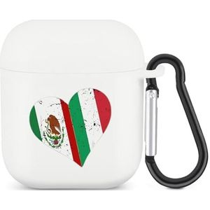 Italië Mexico Vlag Hart Leuke Case Voor AirPods 2&1 Shockproof Beschermende Hoofdtelefoon Gevallen Cover Met Sleutelhanger Voor Mannen Vrouwen