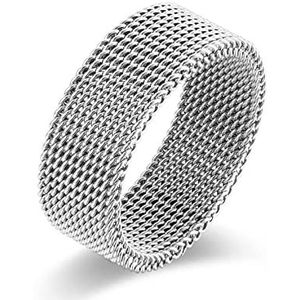 Ringen voor heren en dames Ringen Dames Sieraden Heren Titanium Staal Voorbereiding Elastisch gaasring Effen geweven gaasband Patroon Getijde Heren en Dames Hallo Handverzi (roségoud 10)