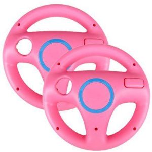AMEEGO Stuurwiel Design Stand Mario Kart Racing Game Stuurwiel Stand Voor Wii Game Controller 2 STKS (Roze)