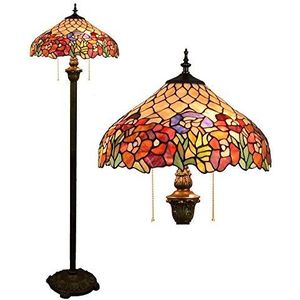 Tiffany vloerlamp leeslamp 16-"" Tiffany European Style Hoogwaardige Kleurrijke Bloem Vine Glass Floor Lamp Pure r Vertical Reading Lamp For Study Woonkamer Slaapkamer Room Decoration