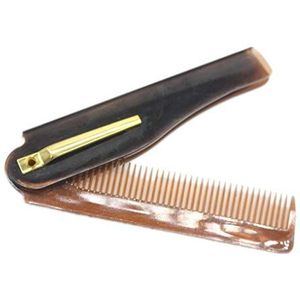 Mannen Vouwen Pocket Clip Plastic Draagbare Hoofd Baard Kammen Bussiness Trip Reizen Lichtgewicht Kam Bruin+Gouden 1 Stuk