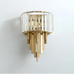 Binnen Wandlampen Luxe Creativiteit Goud Gepolijst Staal Kristallen Wandlamp Woonkamer Slaapkamer Hal Kristallen Wandkandelaar Verlichting Wandlampen Wandlamp (Color : A, Size : Warm White (2700-350