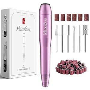 MelodySusie Elektrische nagelboormachine, PC120I draagbare elektrische nagelvijl e-bestandset voor acrylgelnagels, manicure pedicure tool met nagelboren, schuurbanden stofborstel (paars)