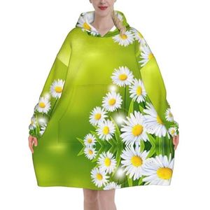 Bloemen Bloemen Madeliefjes Vrouwen Sherpa Sweatshirt Deken Verlengt Warm Gezellige Oversized Draagbare Pocket Hoodie Volwassenen