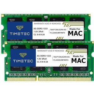 Timetec 16GB KIT(2x8GB) Compatibel voor Apple DDR3 1333MHz PC3-10600 CL9 voor MacBook Pro (begin/eind 2011 13/15/17 inch), iMac (medio 2010, midden/eind 2011 21,5/27 inch), Mac Mini(Medio 2011)