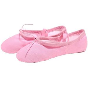 Meisjesballetschoenen voor meisjes, ballet, canvas, ballet, dansschoenen voor vrouwen, klassieke praktijk, splitzool, voor volwassenen, platte dans, roze, 33(20cm)