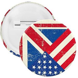 Vintage UK En Amerikaanse Vlag Ronde Knop Broche Pin Leuke Blik Badge Gift Kleding Accessoires Voor Mannen Vrouwen