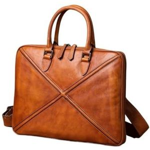 VONCYKI Lederen Aktetas Tas Voor Mannen Laptop Man Handtas Designer Map Voor A4 Documenten Kantoor Werk Opslag Attache Case, Bruin, Eén maat