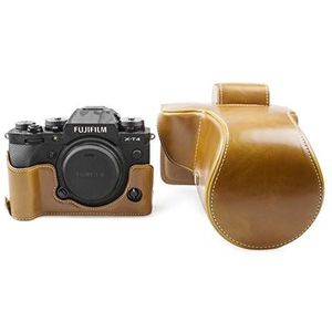 MUZIRI KINOKOO Cameratas voor FUJI X-T4 en 16-80mm/18-55mm/18-135mm/10-24mm/16-50mm lens, Fujifilm X-T4 beschermhoes met schouderriem en opbergtas-bruin