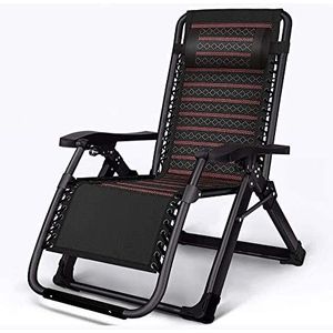 GEIRONV Draagbare fauteuil, 90-160° aanpassing Outdoor strandstoel Afneembare hoofdsteun Tuin rotan Ademende stoffen fauteuil Fauteuils (Color : Black, Size : 180 * 65 * 40cm)