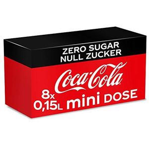 Coca-Cola Zero Sugar, cafeïnehoudende frisdrank in stijlvolle mini-blikjes met originele smaak, wegwerpprofiel (3 x 8 x 150 ml)