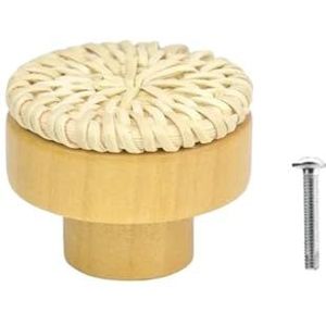 LCKJLJ Houten stro rotan kast handvat lade kledingkast doe-het-zelf knop wijnkast boekenkast meubels hardware accessoires (35 x 30 mm bleekkleur)