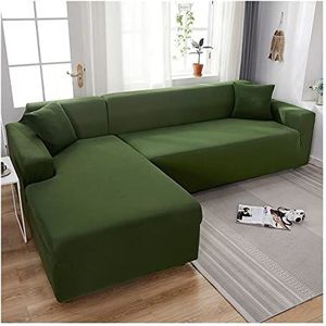 Zachte stretch bank slipcover l -vormige sectionele bank dekbedekking meubels beschermer for kinderen en huisdieren spandex non -slip bank slipcover met elastische bodem(Color:Army green,Size:4 Seater