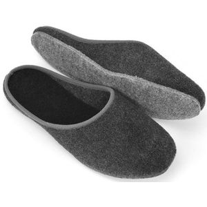 Pantoffelman sloffen met vilten zool I Comfortabele vilten pantoffels verschillende maten antraciet I Warme & ademende Unisex vilten sloffen I Pantoffels heren & dames met dikke vilten zool