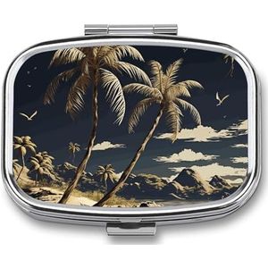 Palmboom Pil Doos Pil Case Leuke Pil Organizer Pil Houder Geneeskunde Pil Organizer Pil Container Dagelijkse Pil Organizer Kleine Pillendoos Pil Case voor Portemonnee Pocket