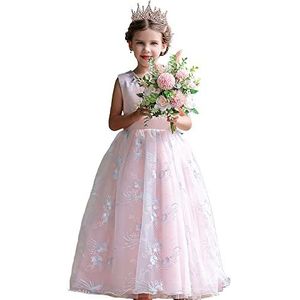 Baixia Bloem Meisjes Jurken Party Bruiloft Avond Baljurk Tutu Kant Bloemen Prom Party Kids Jurken Voor Meisjes Kleding, roze, 3-4 jaar