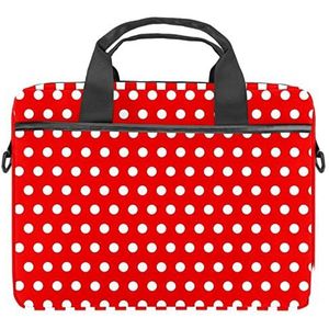 Polka Dots Rode Laptop Schouder Messenger Bag Crossbody Aktetas Messenger Sleeve voor 13 13.3 14.5 Inch Laptop Tablet Beschermen Tote Bag Case, Meerkleurig, 11x14.5x1.2in /28x36.8x3 cm