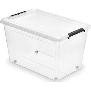 Orplast Eenvoudige doos op wielen 60 liter. Transparant, 1