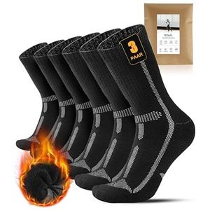 YESWEL 3 Paar Heren Trekkingsokken 47-49, Crew Sportsokken Met Demping, Lichte Sportsokken Voor Hardlopen, Sport (Zwart)