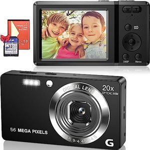 56 MP 2160P HD digitale camera 20-voudige zoom digitale camera 2,7 inch LCD compacte motorfietsmachine, oplaadbare vloggingcamera met 32 GB kaart voor kinderen, studenten, beginners