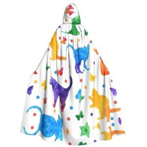 Bxzpzplj Vlinder Polka Dot En Kat Print Hooded Mantel Lange Voor Carnaval Cosplay Kostuums 185 cm, Carnaval Fancy Dress Cosplay