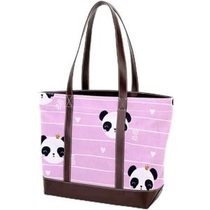 Laptop Tote tas met Panda vliegen in de lucht met regenpunten,Draagtassen Casual Canvas Business Werk Tote tas Aktetas voor Computer School Office