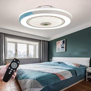 LED-plafondventilator met lamp, moderne onzichtbare ventilator, plafondlamp, ultra-stil, met verlichting, voor eetkamer, slaapkamer, woonkamer, dimbaar LED met afstandsbediening, diameter 50 cm