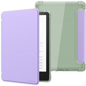MoKo Case for 6.8"" Kindle Paperwhite 11th Generation 2021 & Kindle Paperwhite Signature Edition, Ultra Clear Soft Flexible Transparent TPU Back Cover Light Shell with Auto Wake/Sleep, Lilac