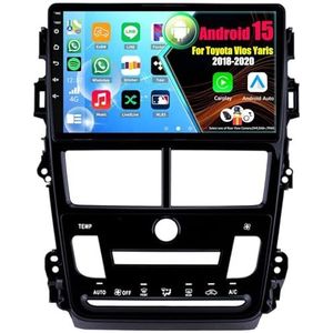 Android 15 Autoradio Voor Toyota Vios Yaris 2018-2020 met Draadloze Carplay Android Auto, 9 Inch Autoscherm Soporta Bluetooth WIFI GPS FM/RDS(Automatic,8Core(2+32GB))