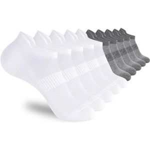 YIJIANUO 5/10 paar enkelsport hardloopsokken wit zacht dun laag top korte film heren en dames sokken, 5 White5 Grijs, Eén maat