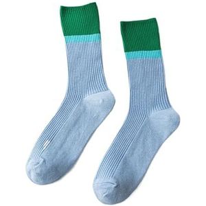 YIJIANUO Contrasterende kleur sokken, vrouwen high-top gestapelde sokken, Koreaanse versie herfst en winter katoenen sokken, Hemelsblauw, One size