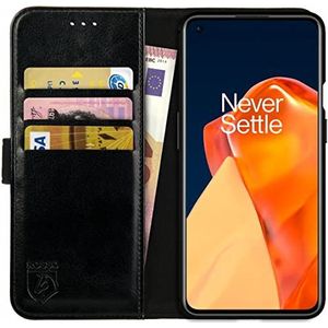 Rosso Element Book Case Wallet Hoesje Geschikt voor voor OnePlus 9 Pro | Portemonnee | 3 Pasjes | Magneetsluiting | Stand Functie | Zwart