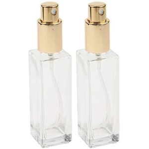 Glas Parfum Lege Fles - Goud - 30Ml - 2 Stuks - Verstuiver Pomp Spuit - Hervulbaar