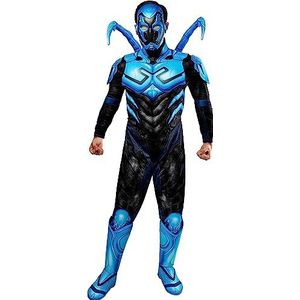 Rubie's DC Deluxe Blue Beetle kostuum jumpsuit en masker voor heren, zoals afgebeeld, X-Large, zoals afgebeeld, X-Large